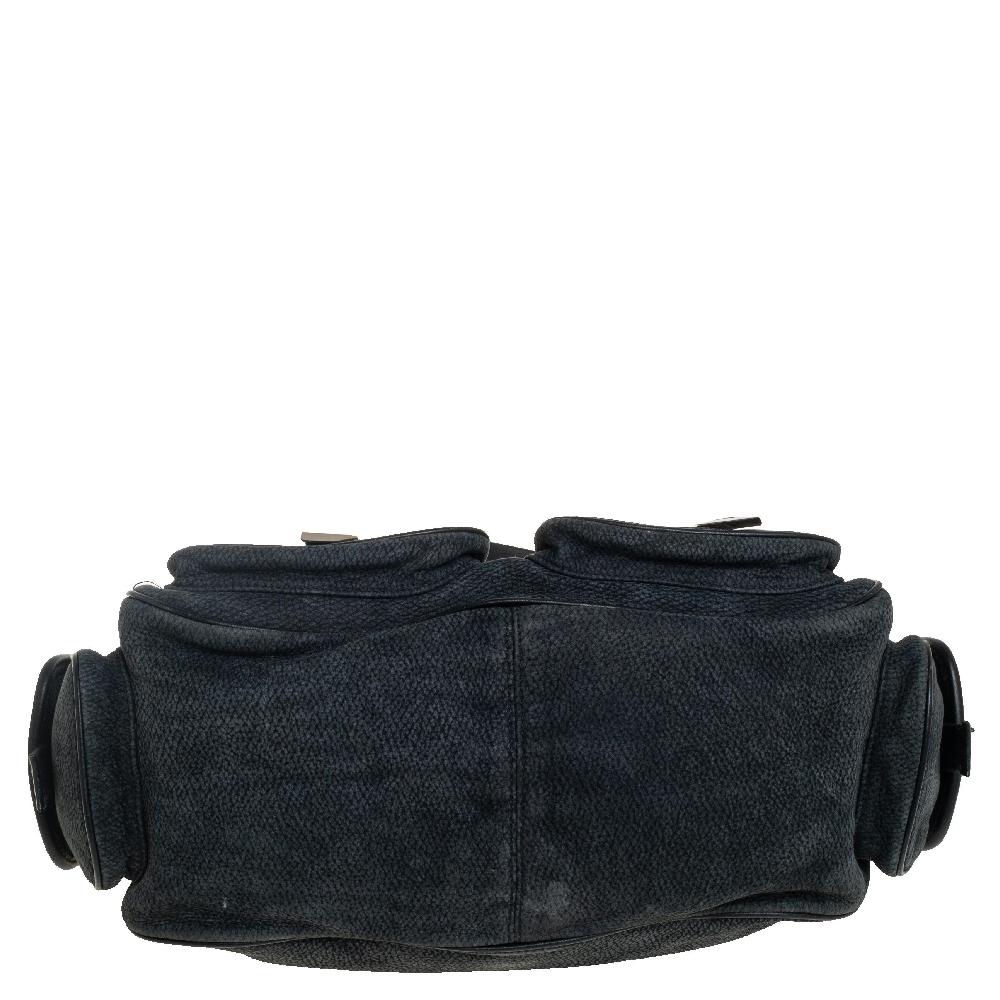 Dior Black/Navy Blue Nubuck and Leather Multi Pocket Shoulder Bag 1