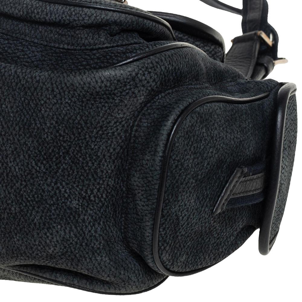 Dior Black/Navy Blue Nubuck and Leather Multi Pocket Shoulder Bag 5