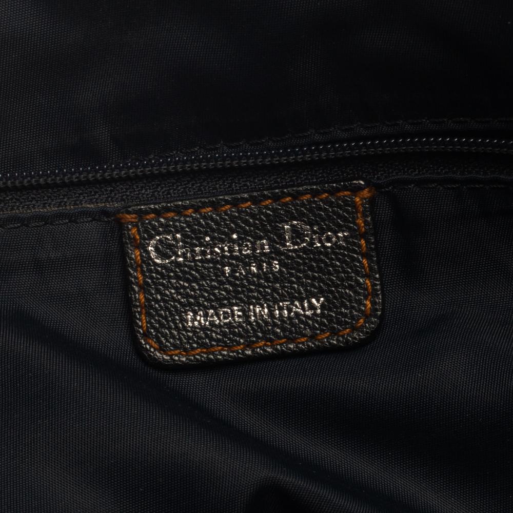 Dior Black/Navy Blue Oblique Canvas and Leather Vintage Trotter Traveller Satche 6