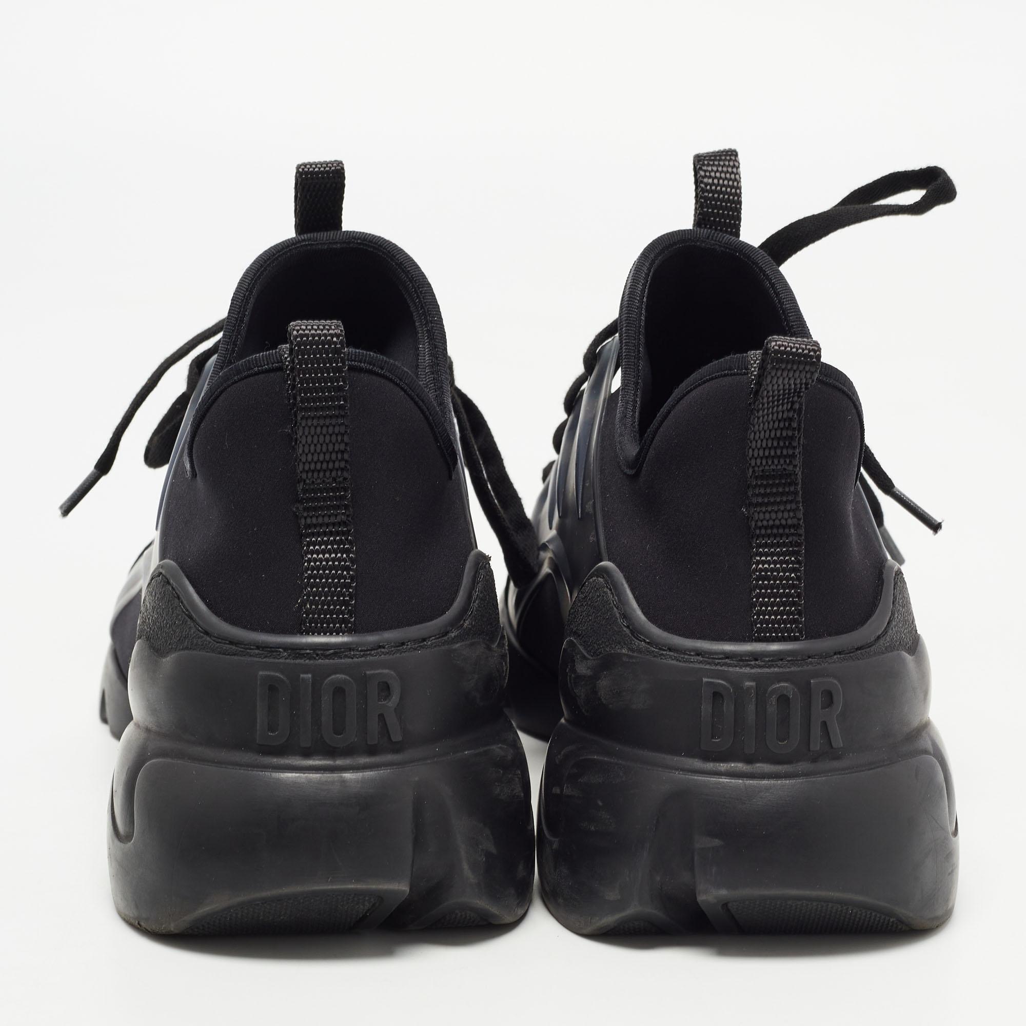Dior Black Neoprene and Leather D-Connect Sneakers Size 37.5 In Good Condition In Dubai, Al Qouz 2