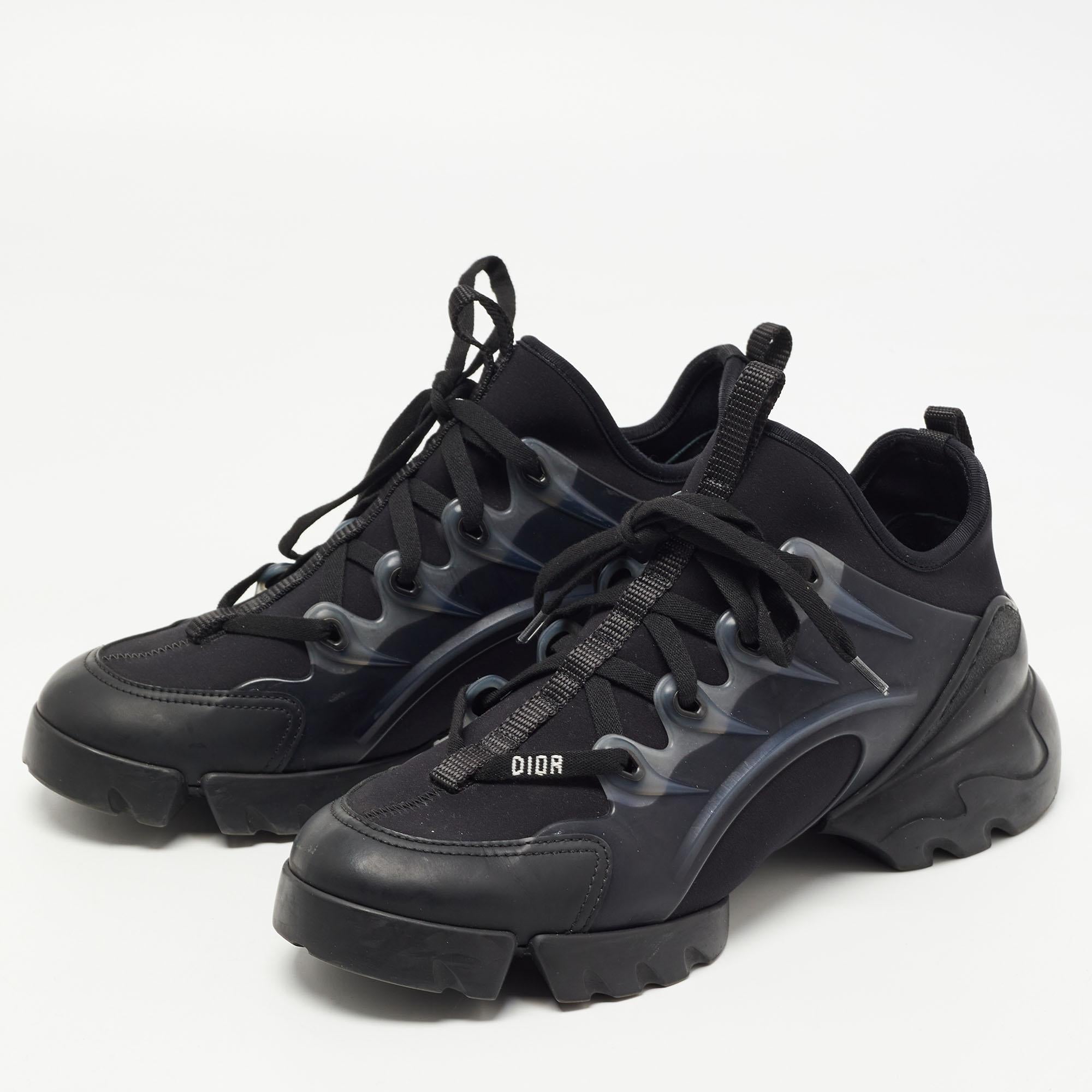 Women's Dior Black Neoprene and Leather D-Connect Sneakers Size 37.5