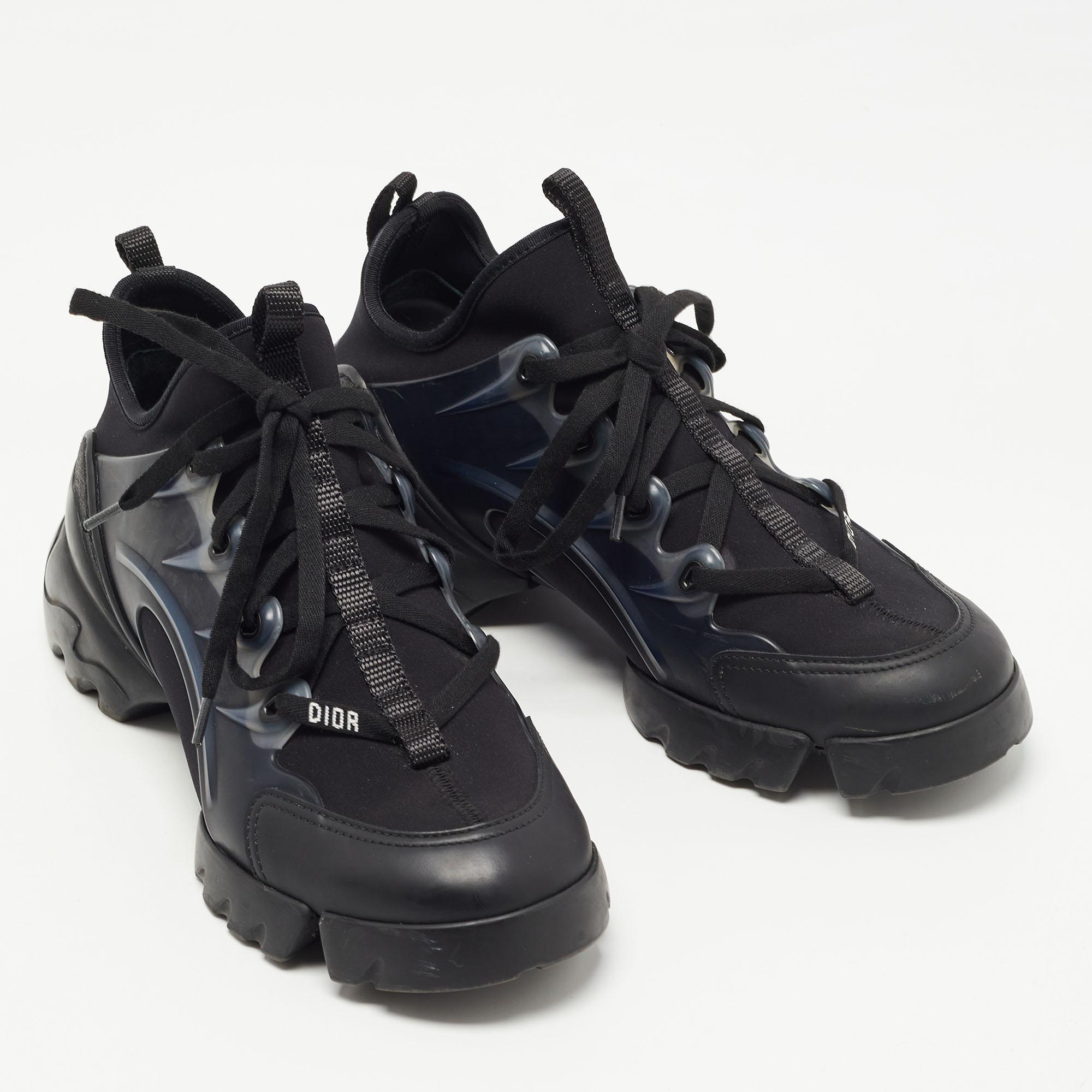 Dior Black Neoprene and Leather D-Connect Sneakers Size 37.5 1