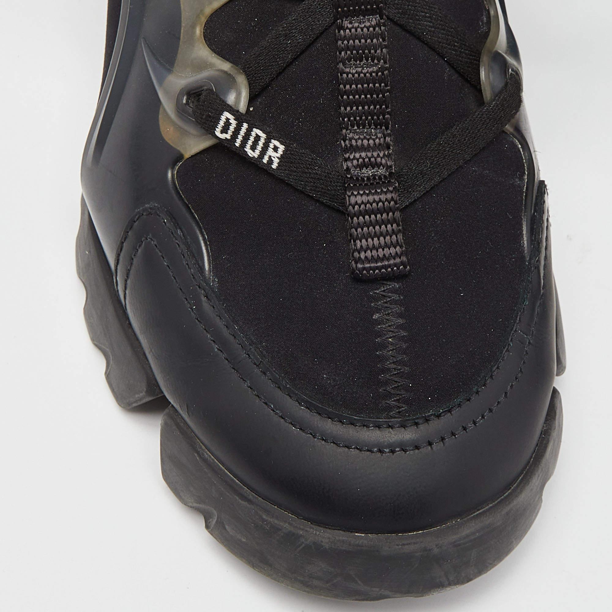 Dior Black Neoprene and Leather D-Connect Sneakers Size 38.5 1