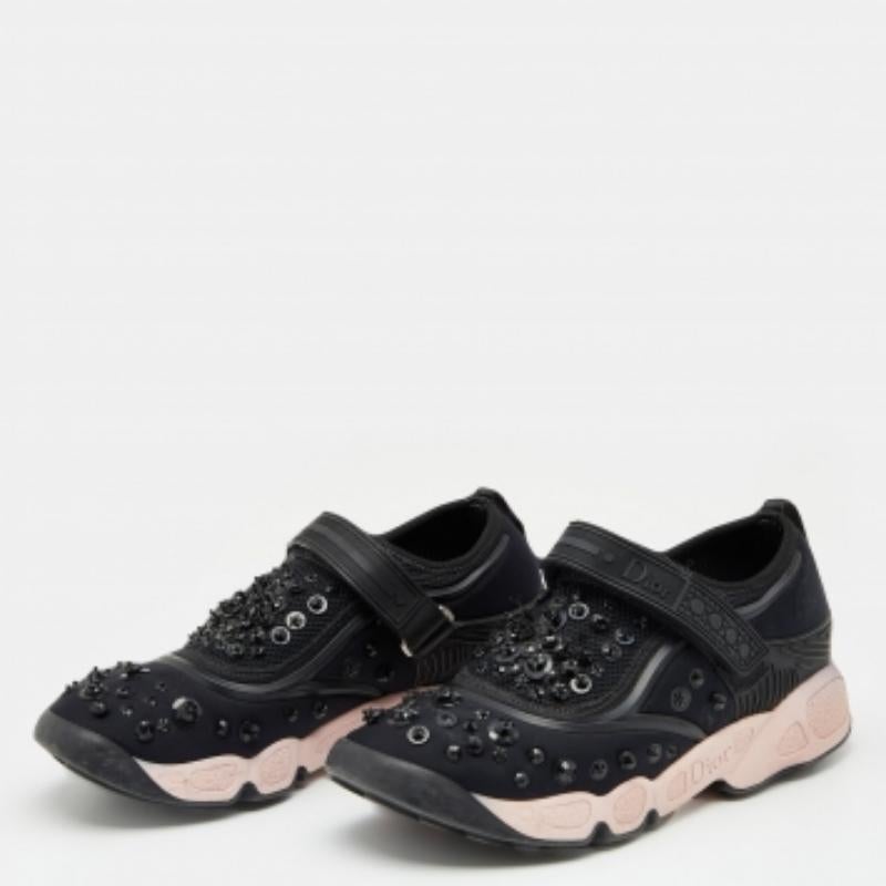 Dior Schwarze Turnschuhe aus Neopren und Mesh Fusion mit Velcro-Riemen Größe 36 Damen im Angebot
