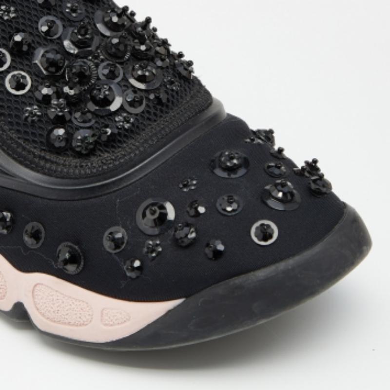 Dior Schwarze Turnschuhe aus Neopren und Mesh Fusion mit Velcro-Riemen Größe 36 im Angebot 1