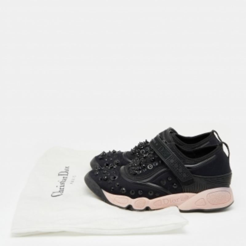 Dior Schwarze Turnschuhe aus Neopren und Mesh Fusion mit Velcro-Riemen Größe 36 im Angebot 5