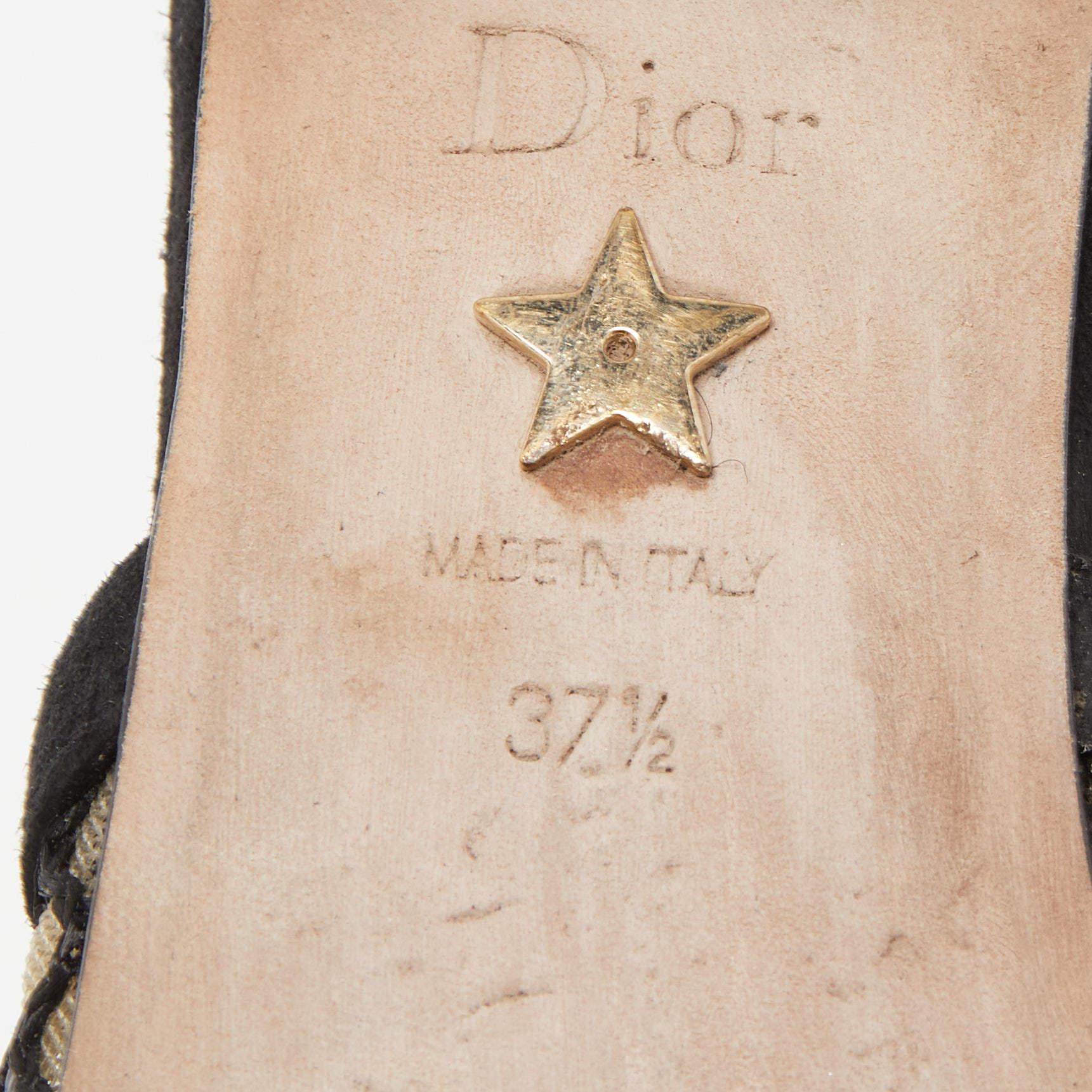 Dior Black Net and Suede J'adior Slingback Flats Size 37.5 4