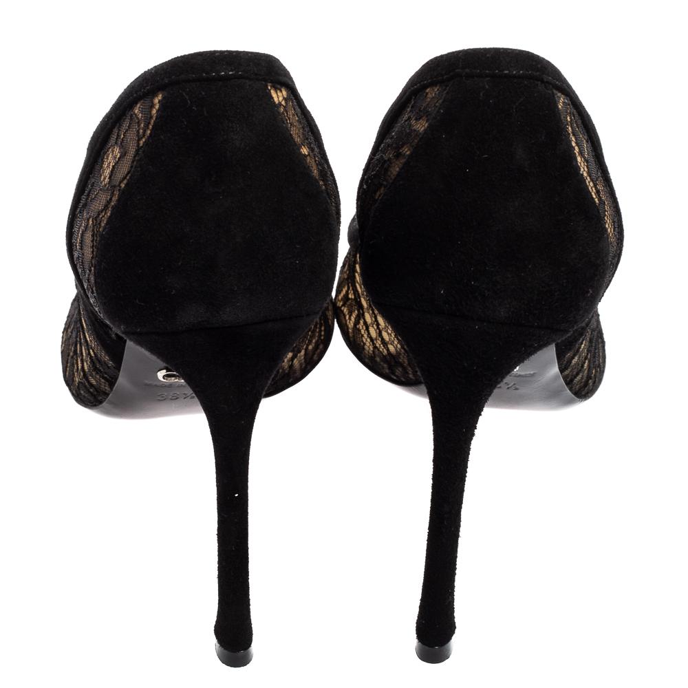 Dior Black Net And Suede Pointed Toe Pumps Size 38.5 In Excellent Condition In Dubai, Al Qouz 2