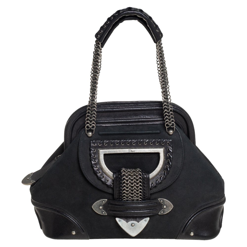 Dior Schwarzes Nubuk und Leder Jeanne Frame Satchel