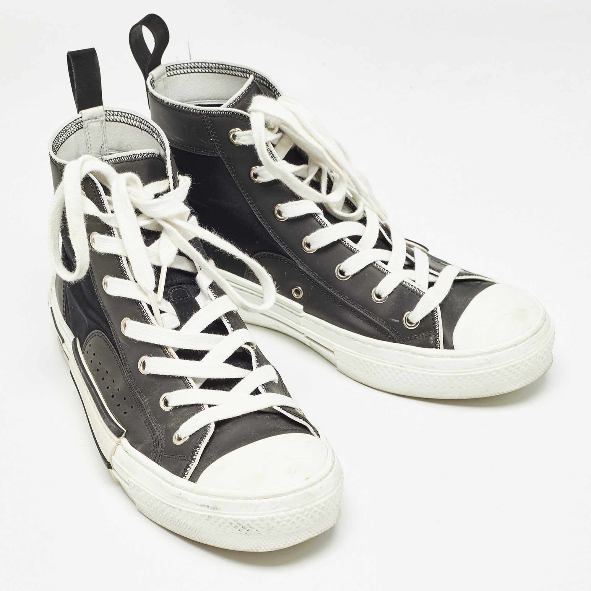 Men's Dior Black Nylon and Leather B23 High Top Sneakers Size 40.5