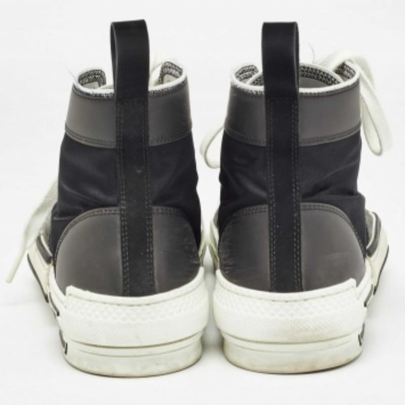Uomo Dior - Sneakers alte B23 in nylon e pelle nera - misura 40,5 in vendita