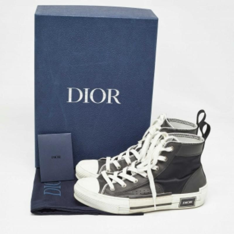 Dior - Sneakers alte B23 in nylon e pelle nera - misura 40,5 in vendita 3