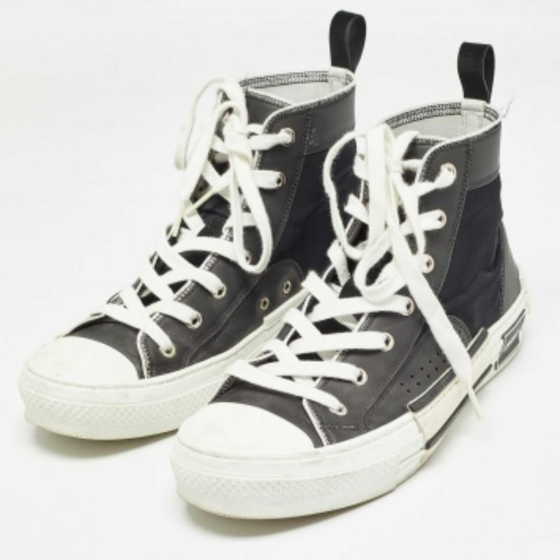 Dior - Sneakers alte B23 in nylon e pelle nera - misura 40,5 in vendita 4