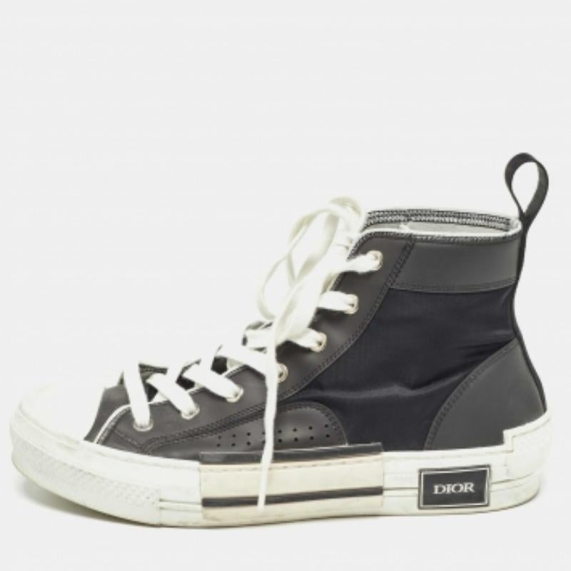 Dior - Sneakers alte B23 in nylon e pelle nera - misura 40,5
