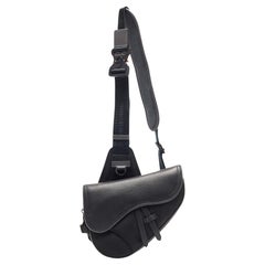 Used Dior Black Nylon and Leather Saddle Crossbody Bag
