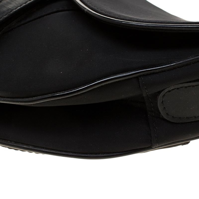 Dior Black Nylon and Patent Leather Saddle Bag 7
