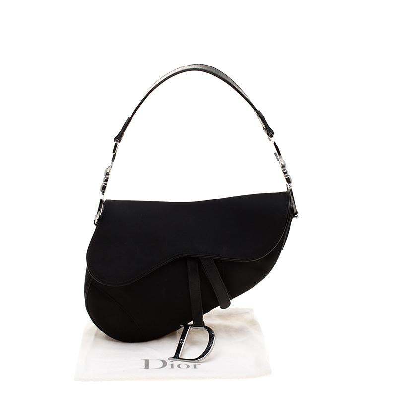 Dior Black Nylon and Patent Leather Saddle Bag 9