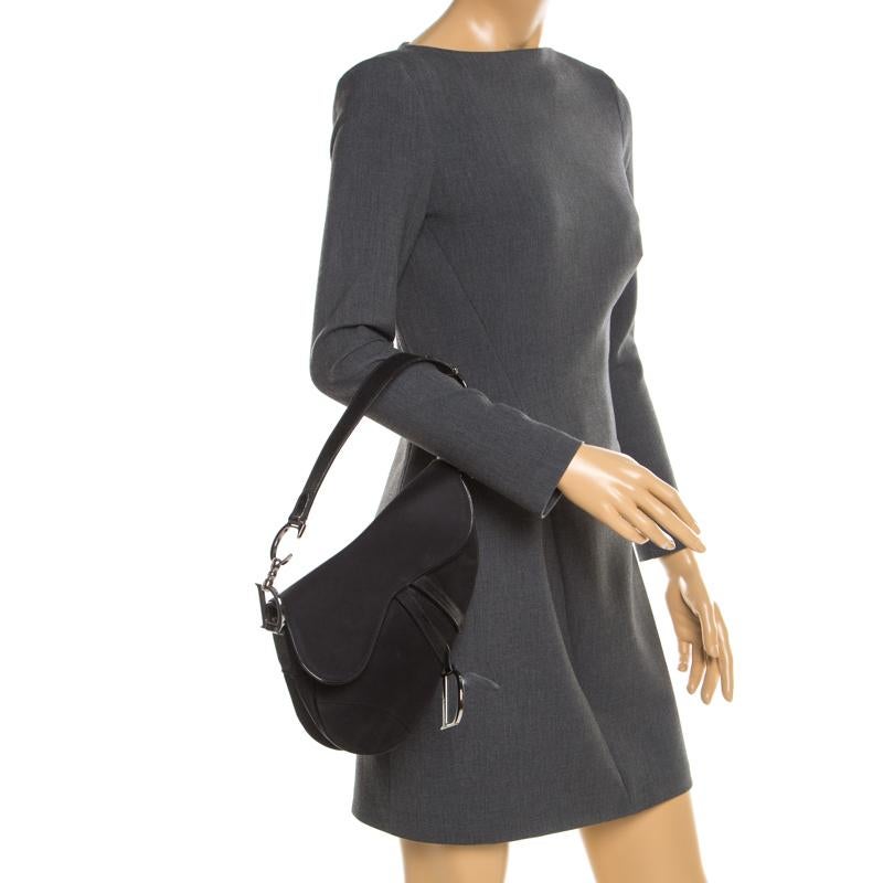 Dior Black Nylon and Patent Leather Saddle Bag In Good Condition In Dubai, Al Qouz 2