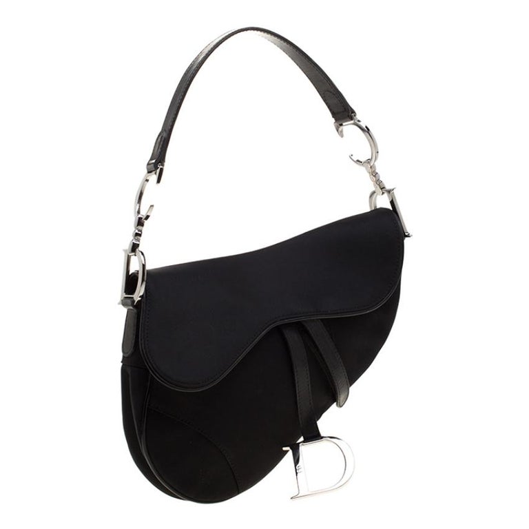 Dior Black Nylon and Patent Leather Saddle Bag For Sale at 1stDibs