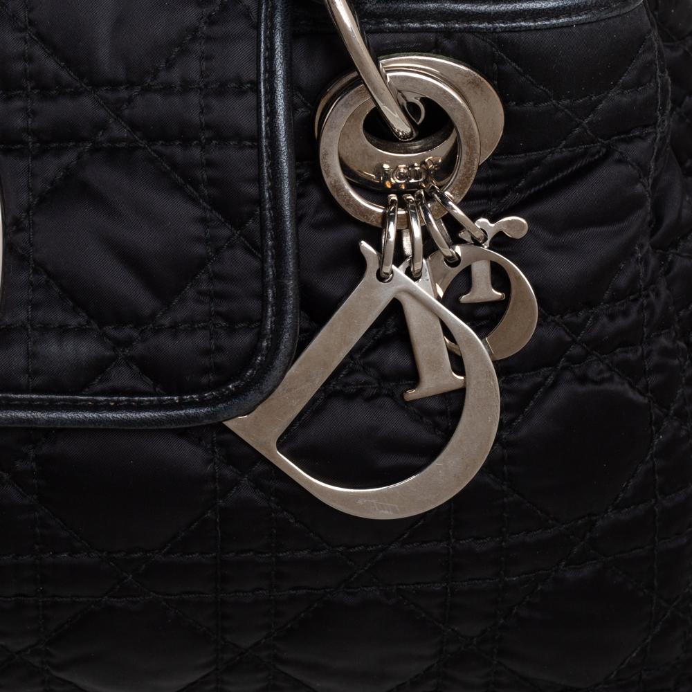 Dior Schwarz Nylon Cannage Gesteppt Charming Lock Flap Umhängetasche 5