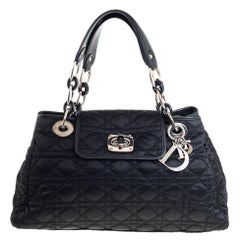 Dior Black Nylon Cannage Quilted Charming Lock Flap Shoulder Bag