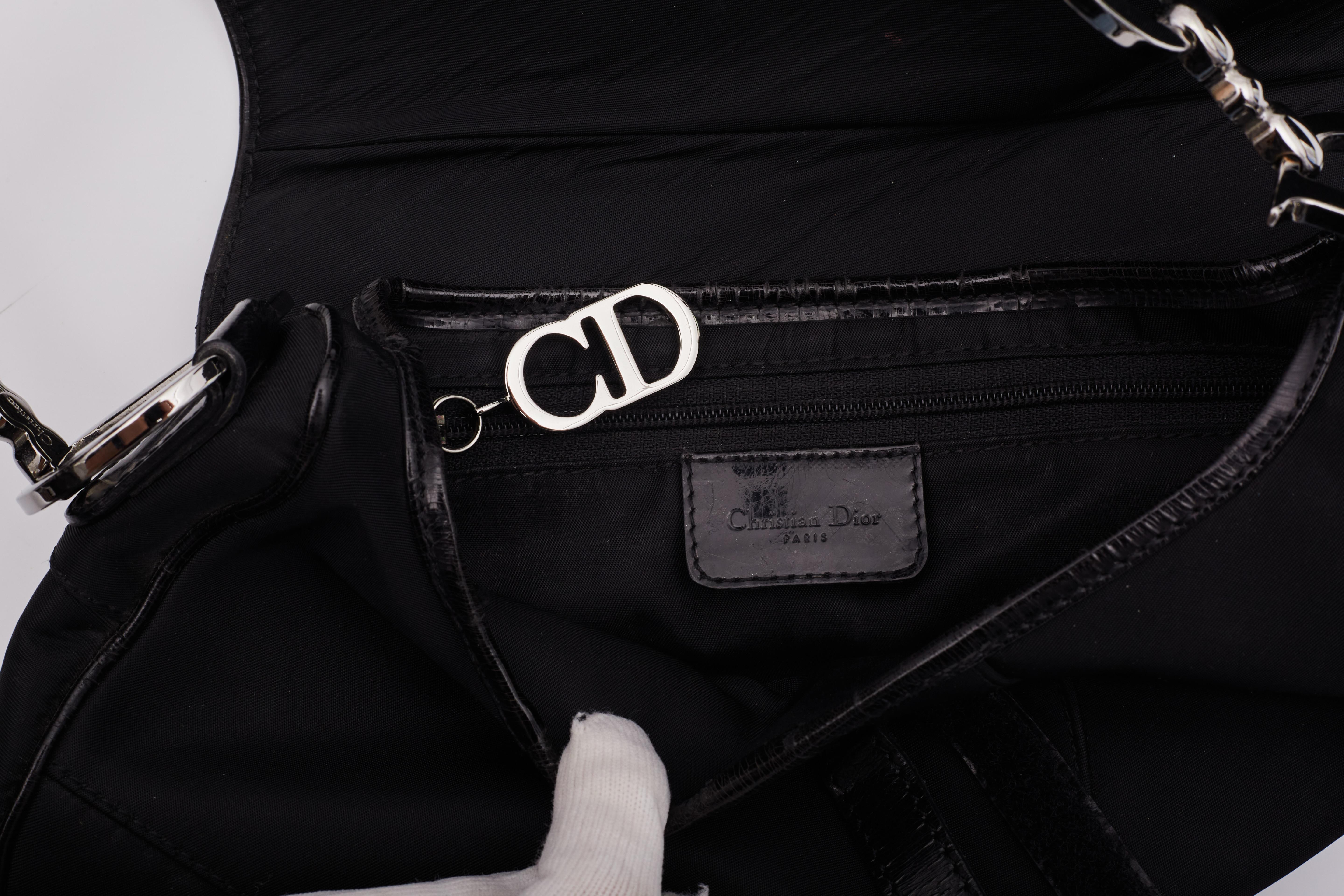 Dior Black Nylon Saddle Bag For Sale 8