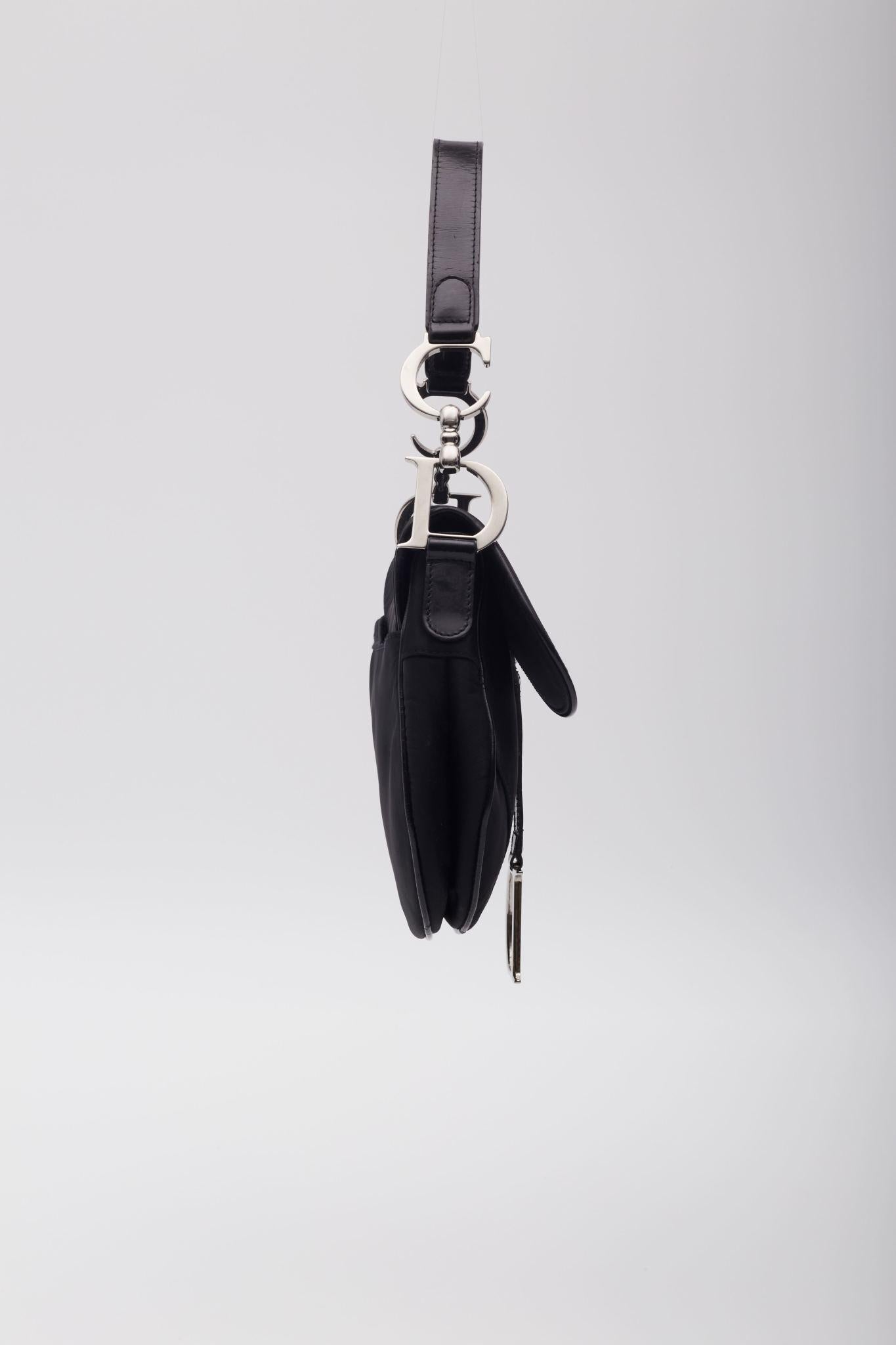 Dior Black Nylon Saddle Bag For Sale 2