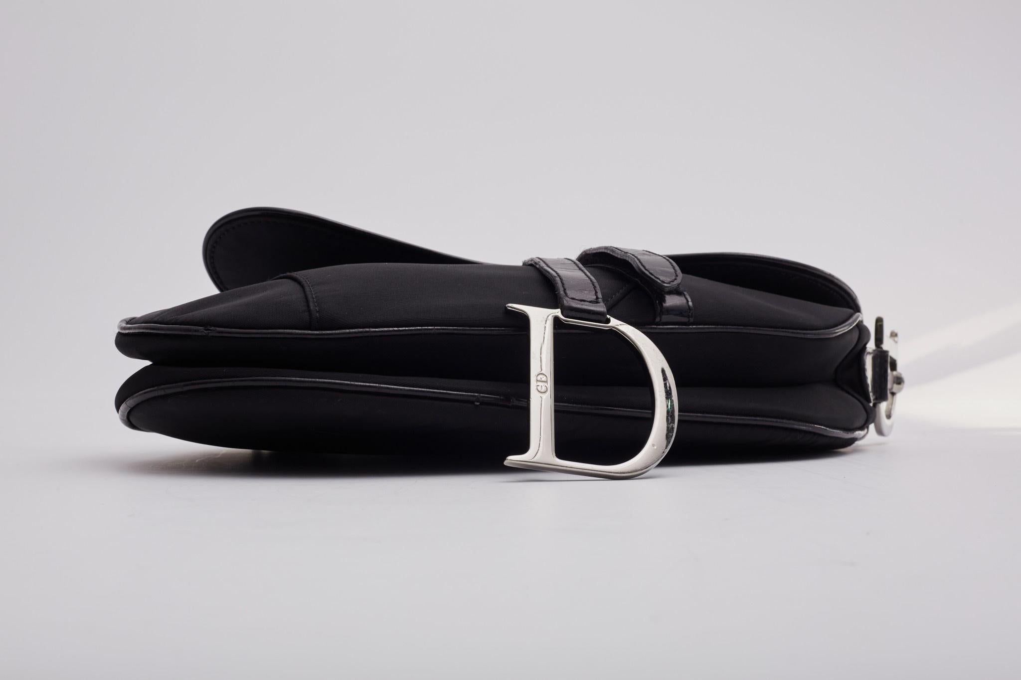 Dior Black Nylon Saddle Bag For Sale 4