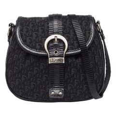 Dior Black Oblique Canvas and Leather Mini Crossbody Bag