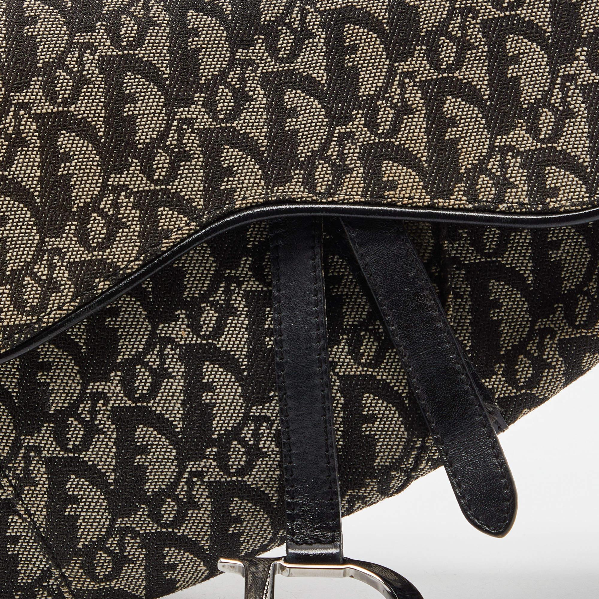 Dior Black Oblique Canvas and Leather Saddle Bag 7