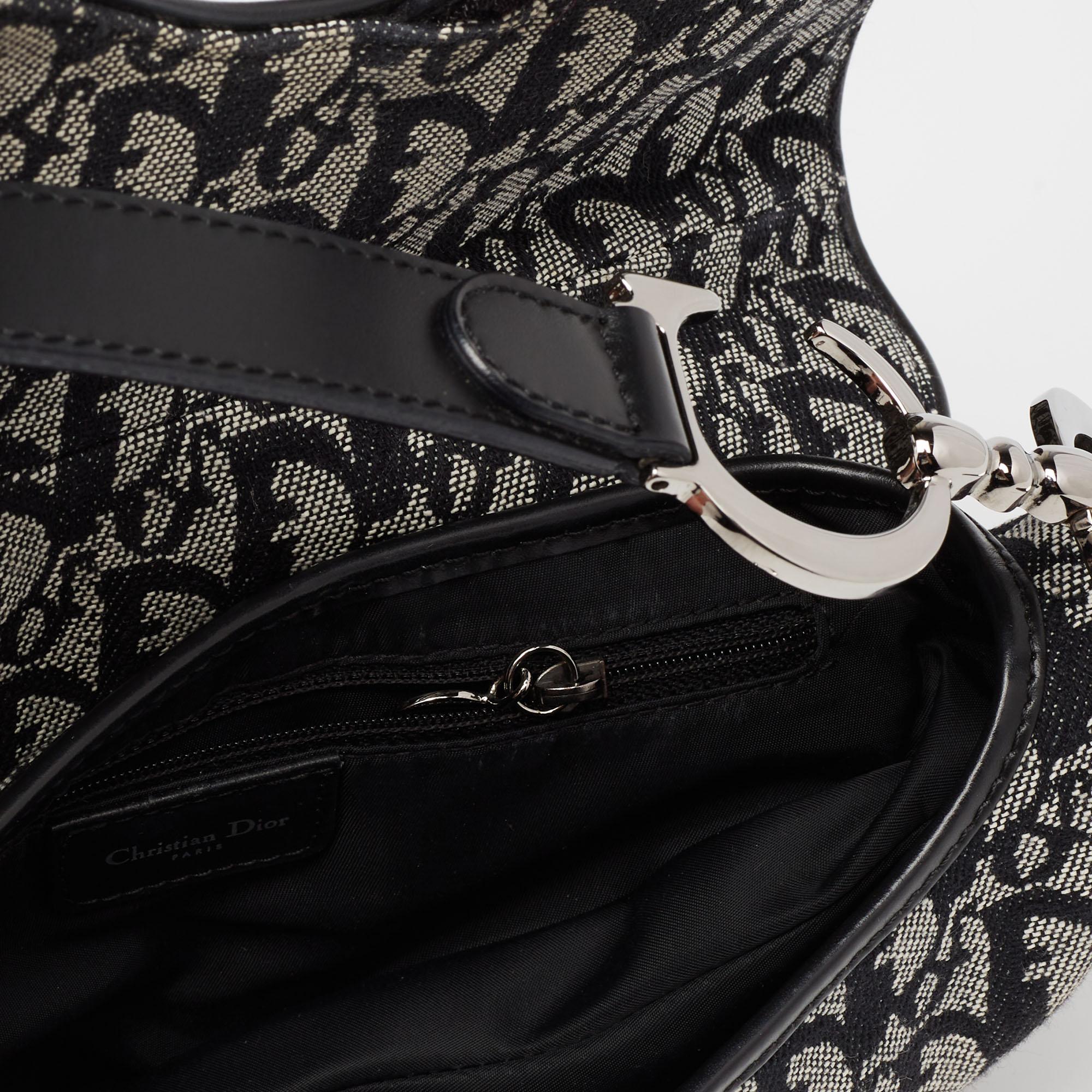 Dior Black Oblique Canvas and Leather Saddle Bag 9
