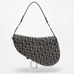 Dior Black Oblique Canvas and Leather Saddle Bag