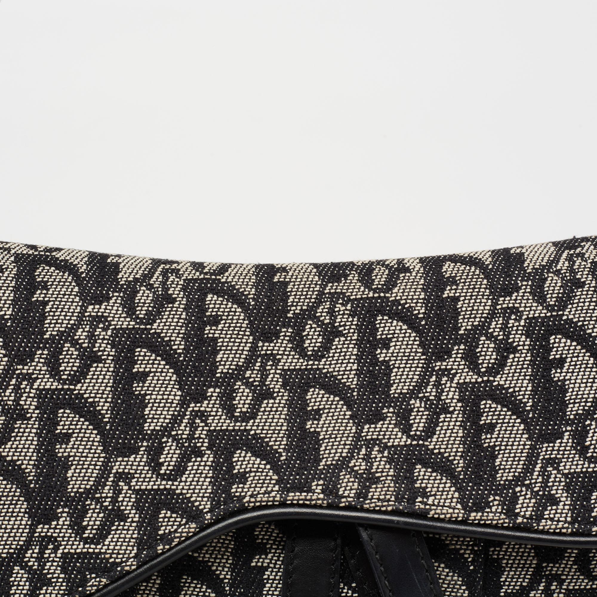Dior Black Oblique Canvas and Leather Saddle Bag 3
