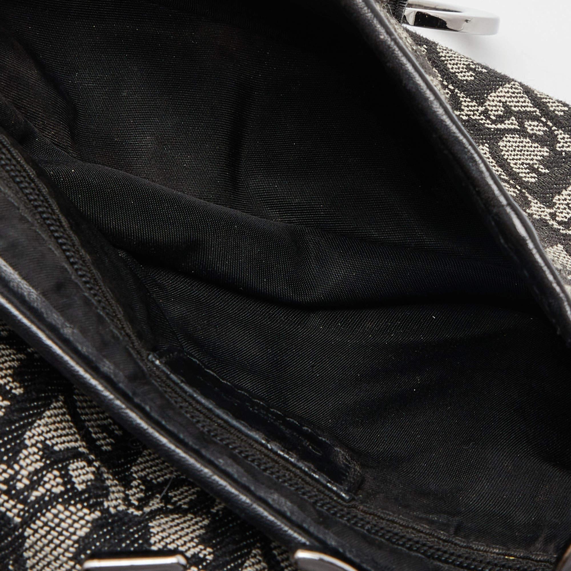 Dior Black Oblique Canvas and Leather Saddle Bag 4