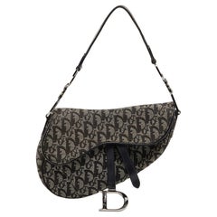 Dior Black Oblique Canvas and Leather Saddle Bag