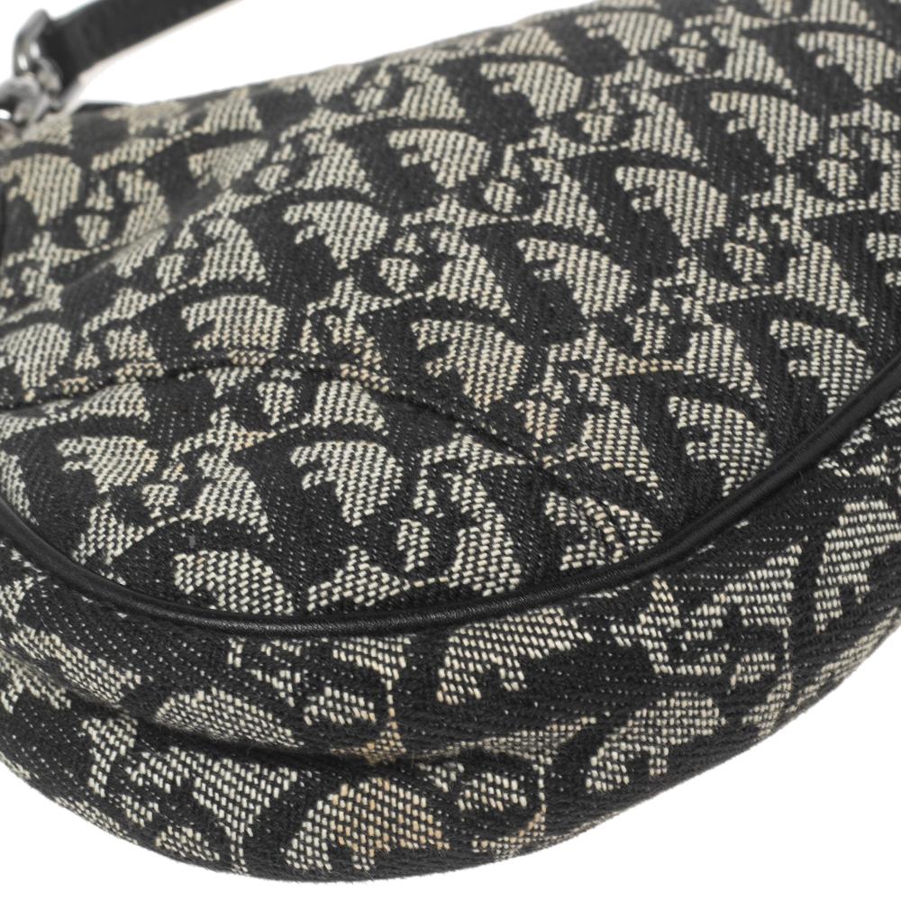 Dior Black Oblique Canvas and Leather Saddle Pochette Bag 6