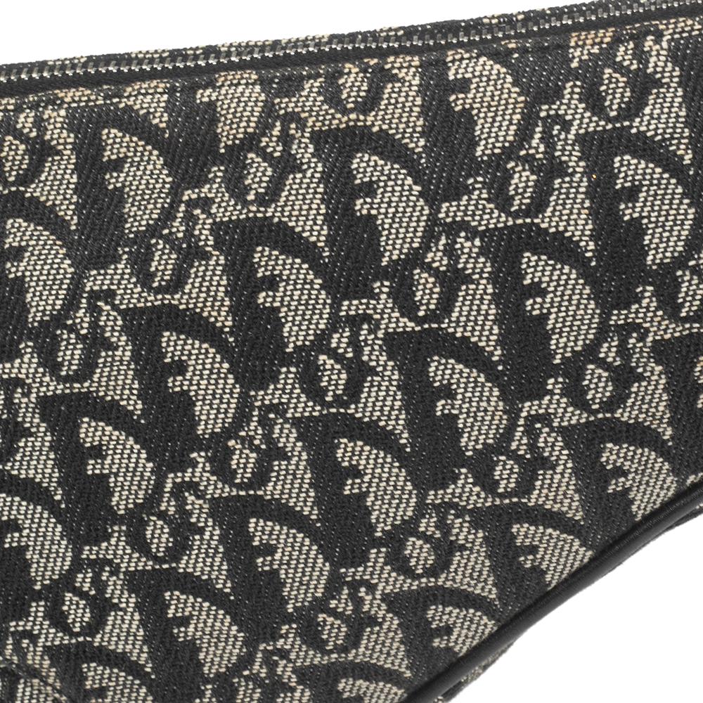 Dior Black Oblique Canvas and Leather Saddle Pochette Bag 7