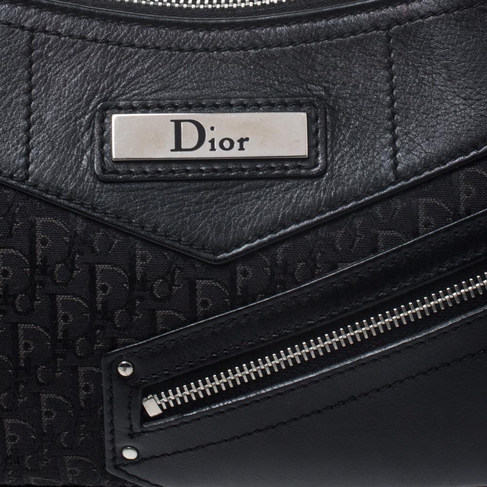 Dior Black Oblique Canvas and Leather Shoulder Bags 7