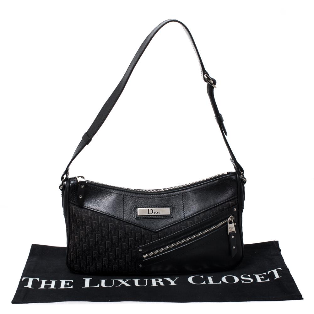Dior Black Oblique Canvas and Leather Shoulder Bags 8