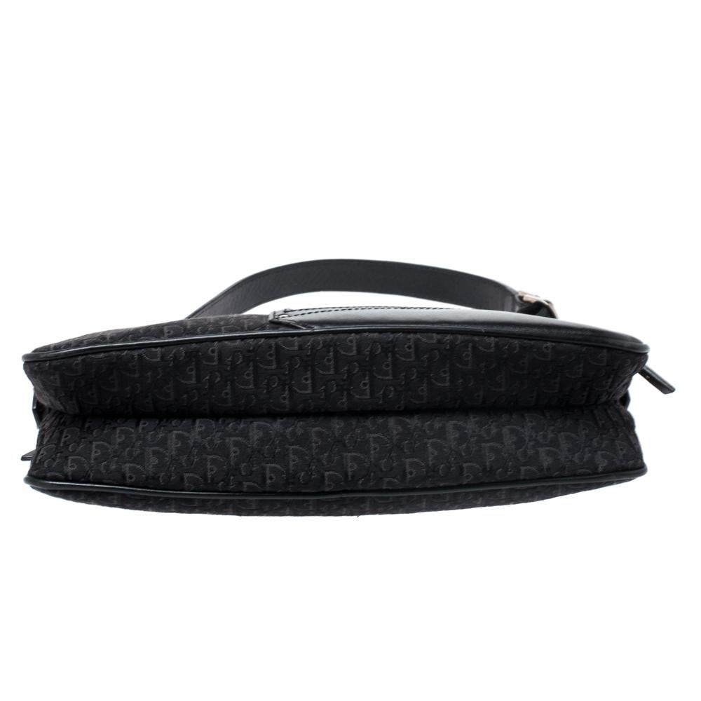 Dior Black Oblique Canvas and Leather Shoulder Bags 1