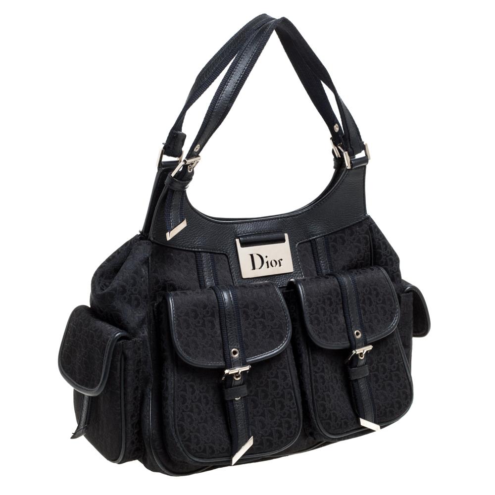Women's Dior Black Oblique Canvas and Leather Street Chic Tote