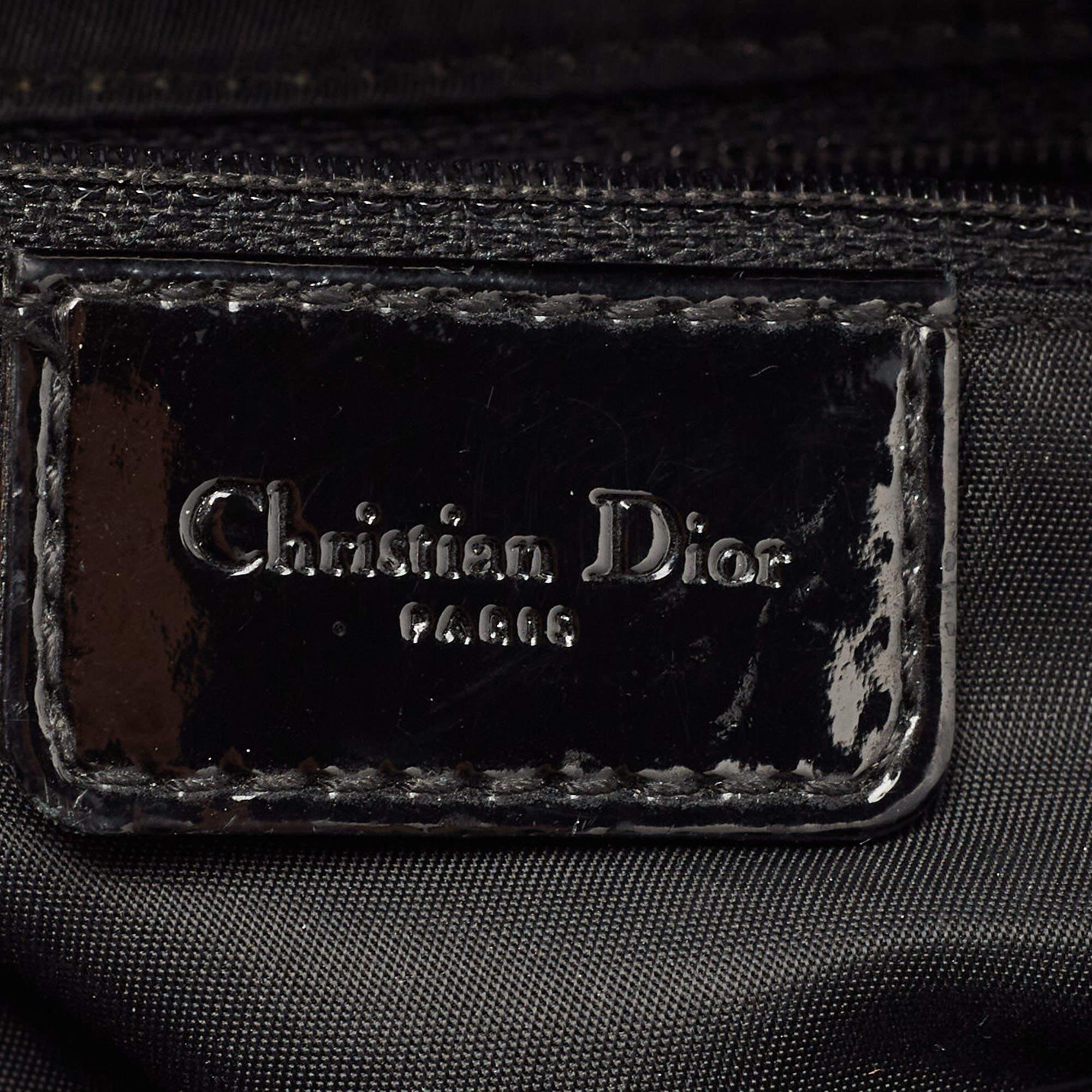 Dior Black Oblique Canvas and Patent Leather Saddle Bag 6