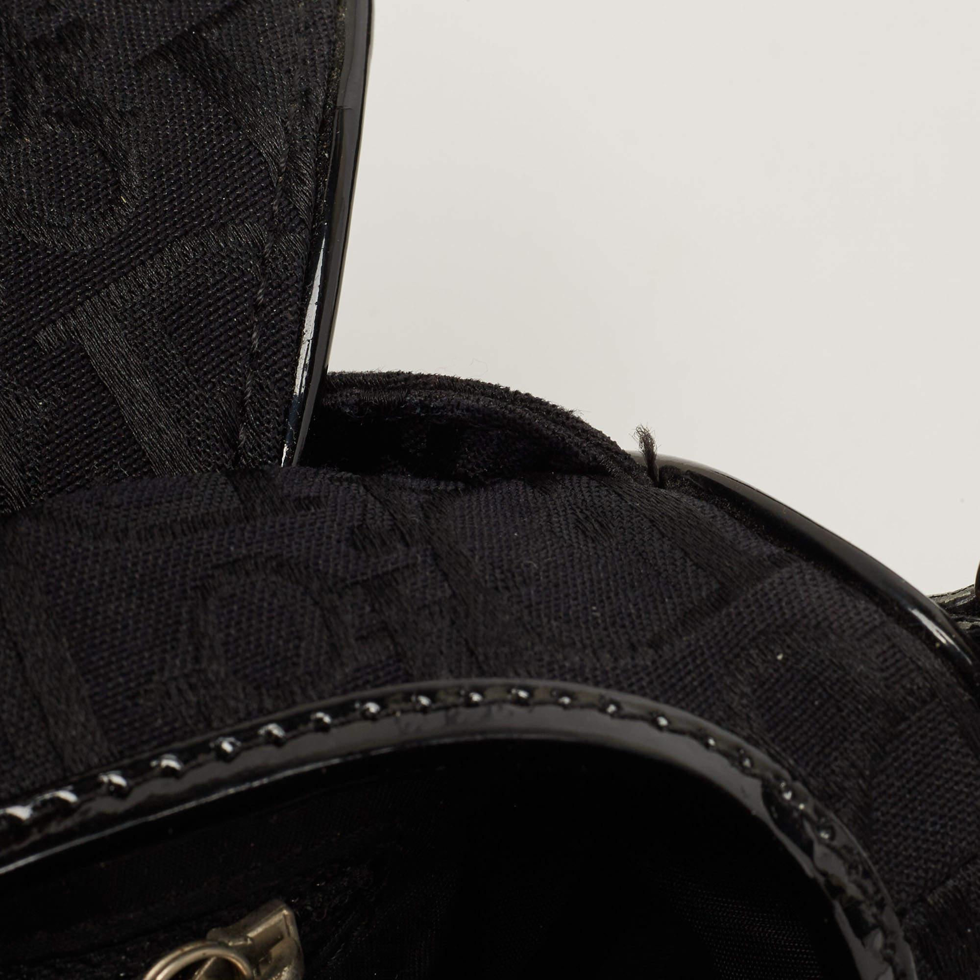 Dior Black Oblique Canvas and Patent Leather Saddle Bag 4