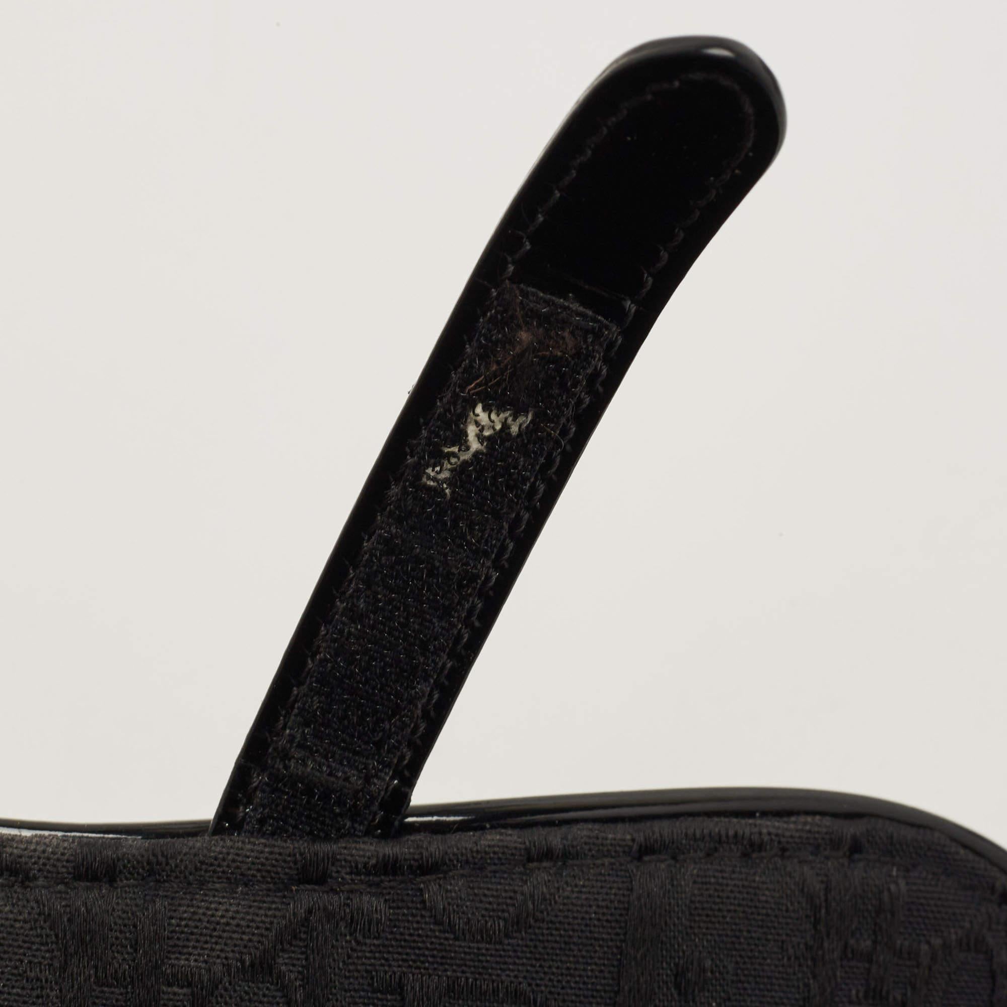 Dior Black Oblique Canvas and Patent Leather Saddle Bag 5