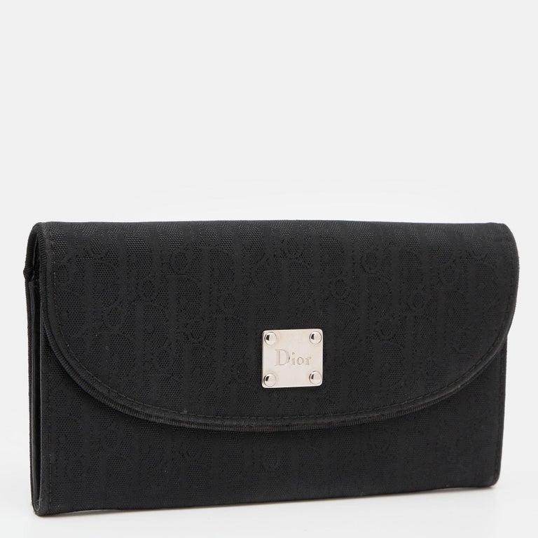 Dior Black Oblique Canvas Continental Wallet For Sale at 1stDibs