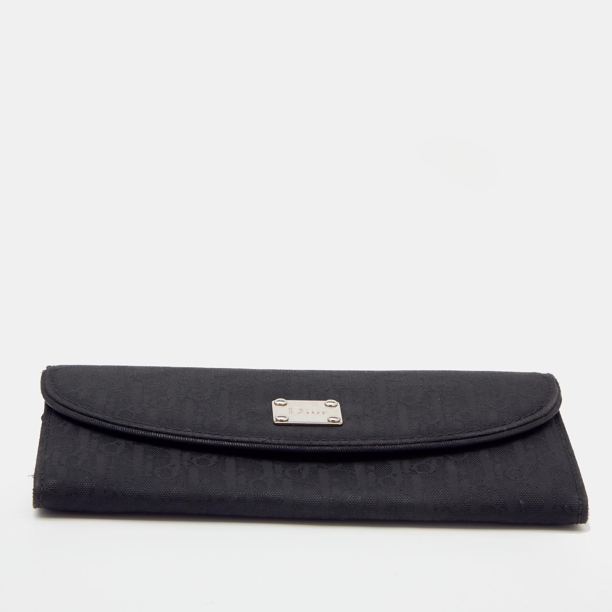 Women's Dior Black Oblique Canvas Continental Wallet