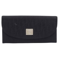 Dior Black Oblique Canvas Flap Continental Wallet