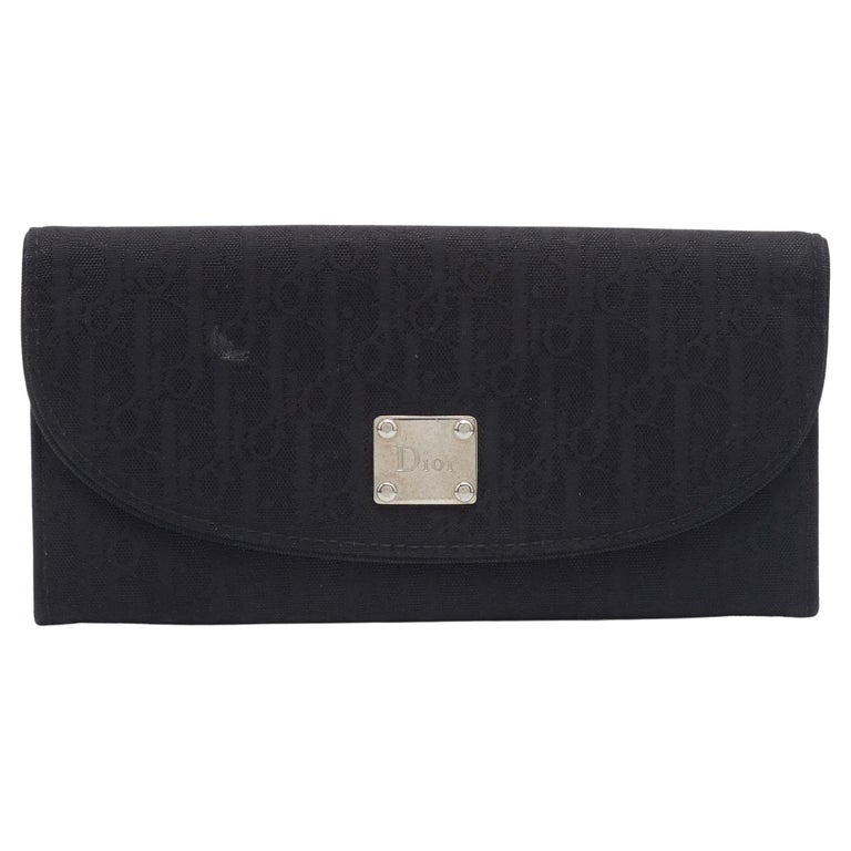Dior Black Oblique Canvas Flap Continental Wallet For Sale at 1stDibs