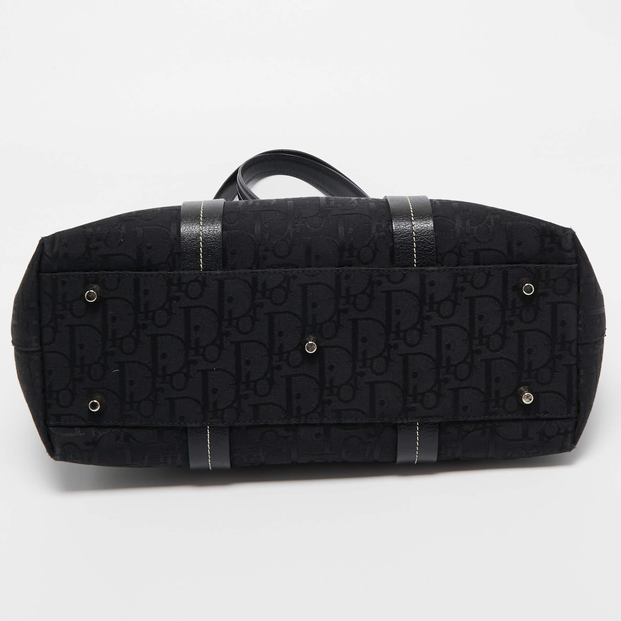Women's Dior Black Oblique Canvas Trotter Tote Bag