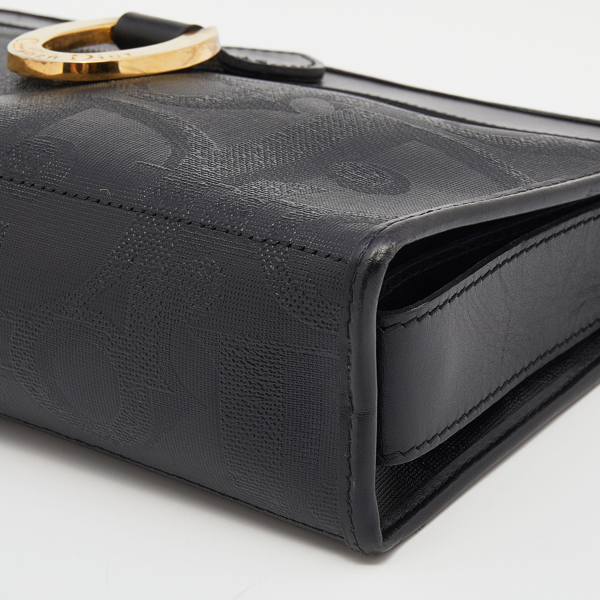 Dior Black Oblique Coated Canvas And Leather Clutch 6